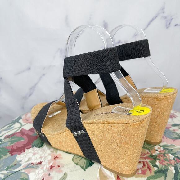 Lucky Brand | Maxyne Black Cork Wedge Sandals | 9 - Picture 8 of 13
